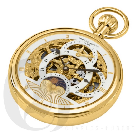 Gold-Plated Dual Time Pocketwatch - Picture 1 of 8
